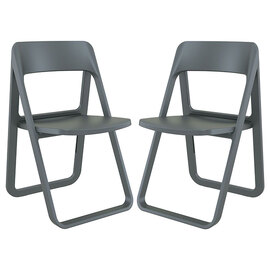 Durham Dark Grey Polypropylene Dining Chairs In Pair