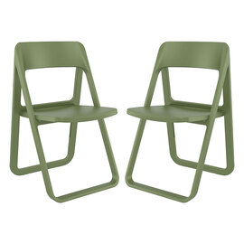 Durham Olive Green Polypropylene Dining Chairs In Pair