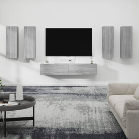 Dyllis Wooden Living Room Furniture Set In Grey Sonoma Oak