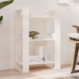 Dylon Pine Wood Bookcase And Room Divider In White