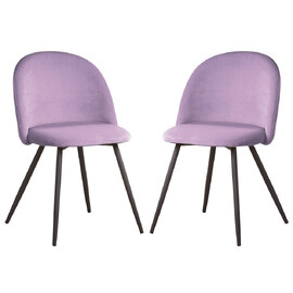 Earlville Fabric Purple Dining Chairs With Wooden Legs In Pair