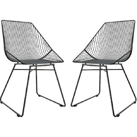Eastlake Black Metal Bistro Dining Chairs In Pair