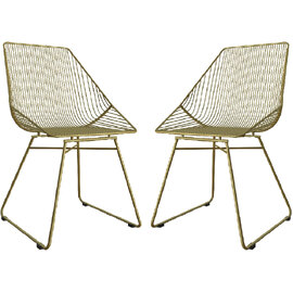 Eastlake Gold Metal Bistro Dining Chairs In Pair