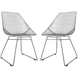 Eastlake Grey Metal Bistro Dining Chairs In Pair