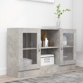 Ebru Wooden Display Cabinet With 2 Doors In Concrete Effect