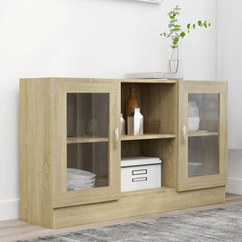 Ebru Wooden Display Cabinet With 2 Doors In Sonoma Oak