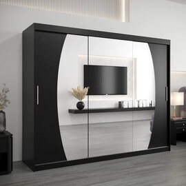 Eden Mirrored Wardrobe 3 Sliding Doors 250cm In Black
