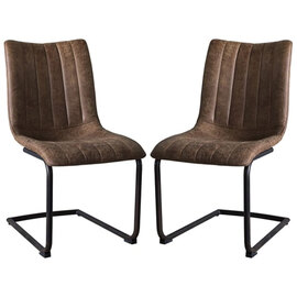 Edenton Brown Faux Leather Dining Chairs In Pair