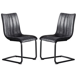 Edenton Grey Faux Leather Dining Chairs In Pair
