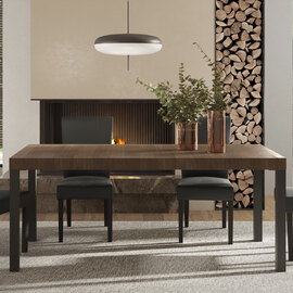 Edison Large Wooden Dining Table With Metal Legs In Mercure Oak