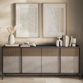 Edison Wooden Sideboard With 4 Doors In Lava Mercure Oak