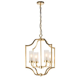 Edrea 4 Lights Glass Ceiling Pendant Light In Satin Brass