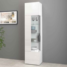 Eindhoven High Gloss Display Cabinet With 1 Glass Door In White