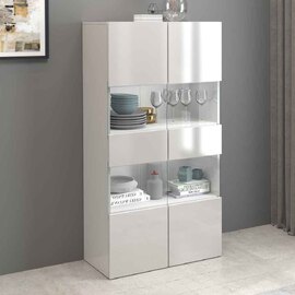 Eindhoven High Gloss Display Cabinet With 2 Glass Doors In White