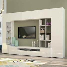 Eindhoven High Gloss Entertainment Unit With Bookcase In White