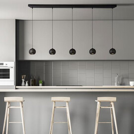 Ehoven Metal 5 Lights Bar Pendant Light In Matt Black