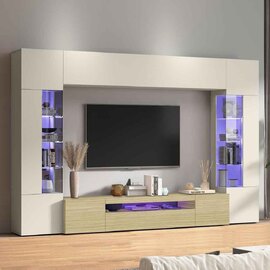 Eindhoven Wooden Entertainment Unit In Cashmere And Chopin Oak