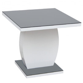 Eira Grey Glass Top Lamp Table With White High Gloss Base