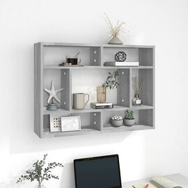 Eissa Rectangular Wooden Wall Shelf In Grey Sonoma Oak