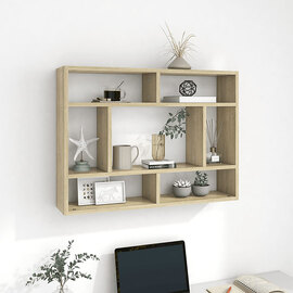 Eissa Rectangular Wooden Wall Shelf In Sonoma Oak