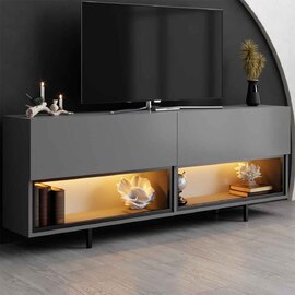 Ekol Down Wooden LED TV Stand with 2 Doors in Anthracite