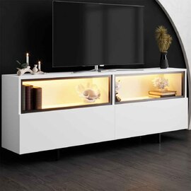 Ekol Up Wooden LED TV Stand with 2 Doors in White