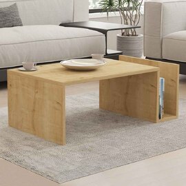 Elara Wooden Coffee Table with Magazine Rack in Sapphire Oak