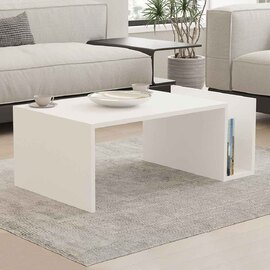 Elara Wooden Coffee Table with Magazine Rack in White
