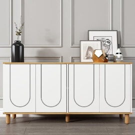 Elaris Wooden Sideboard with 4 Doors in Sapphire Oak and White