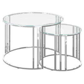 Eldon Clear Glass Nesting Coffee Tables With Chrome Frame