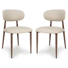 Eldoro Taupe Faux Leather Dining Chairs with Brown Legs in Pair
