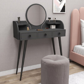 Elegans Wooden Dressing Table with Mirror in Anthracite