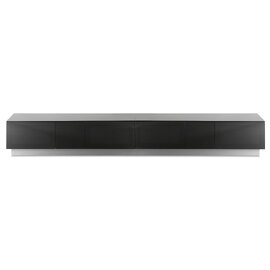 Elements Wooden TV Stand With 4 Glass Doors In Black