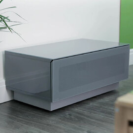 Elements Wooden TV Stand With Glass Door In Grey