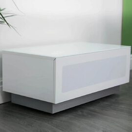 Elements Wooden TV Stand With Glass Door In White