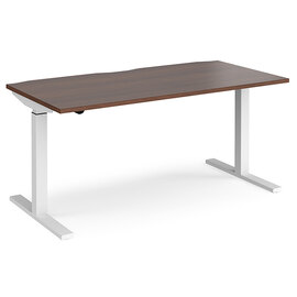 Elev 1600mm Electric Height Adjustable Desk In Walnut And White