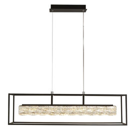 Elevator LED Crystal Glass Pendant Light In Matt Black