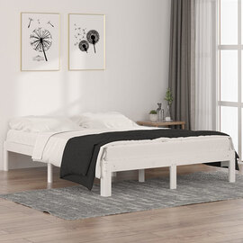 Eliada Solid Pinewood King Size Bed In White