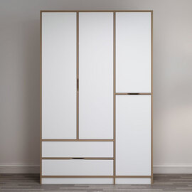 Elina Wooden Wardrobe with 4 Doors in White and Oak