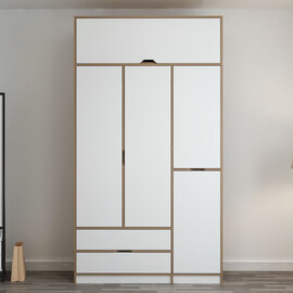 Elina Wooden Wardrobe with 5 Doors in White and Oak
