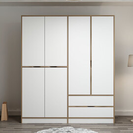 Elina Wooden Wardrobe with 6 Doors in White and Oak