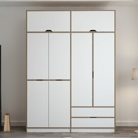 Elina Wooden Wardrobe with 6 Doors 2 Drawers in White and Oak