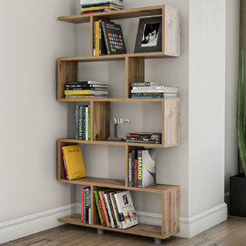 Elira Wooden Bookcase With 11 Shelves In Pine