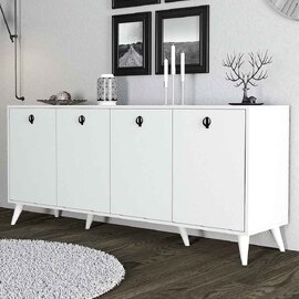 Elite Wooden Sideboard with 4 Doors in White