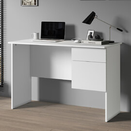 Elizabethton Wooden Laptop Desk With 1 Door 1 Drawer In White