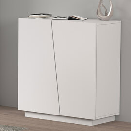 Elizabethton Wooden Office Storage Cabinet With 2 Cross Doors In White