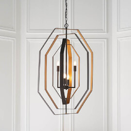 Elkhart Metal Ceiling Pendant Light In Bronze And Antique Gold