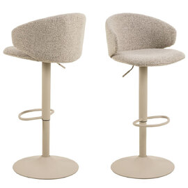 Elyria Fabric Bar Stools In Pair - Beige