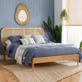 Elkhorn Wooden King Size Bed In Oak