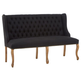 Elkurud Fabric Hallway Seating Bench With Oak Legs In Black